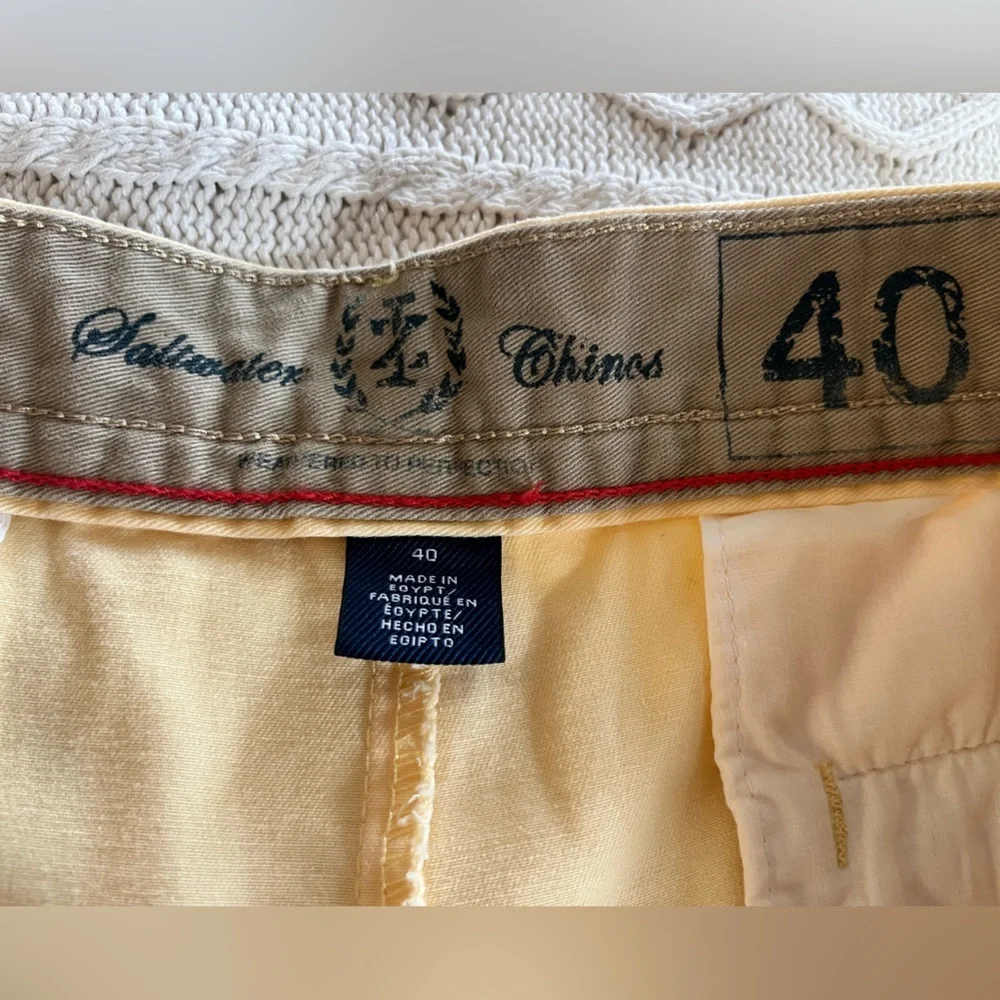 IZOD Saltwater Chinos Light Yellow Flat Front Dress Shorts Men’s Size 40W - Picture 11 of 15